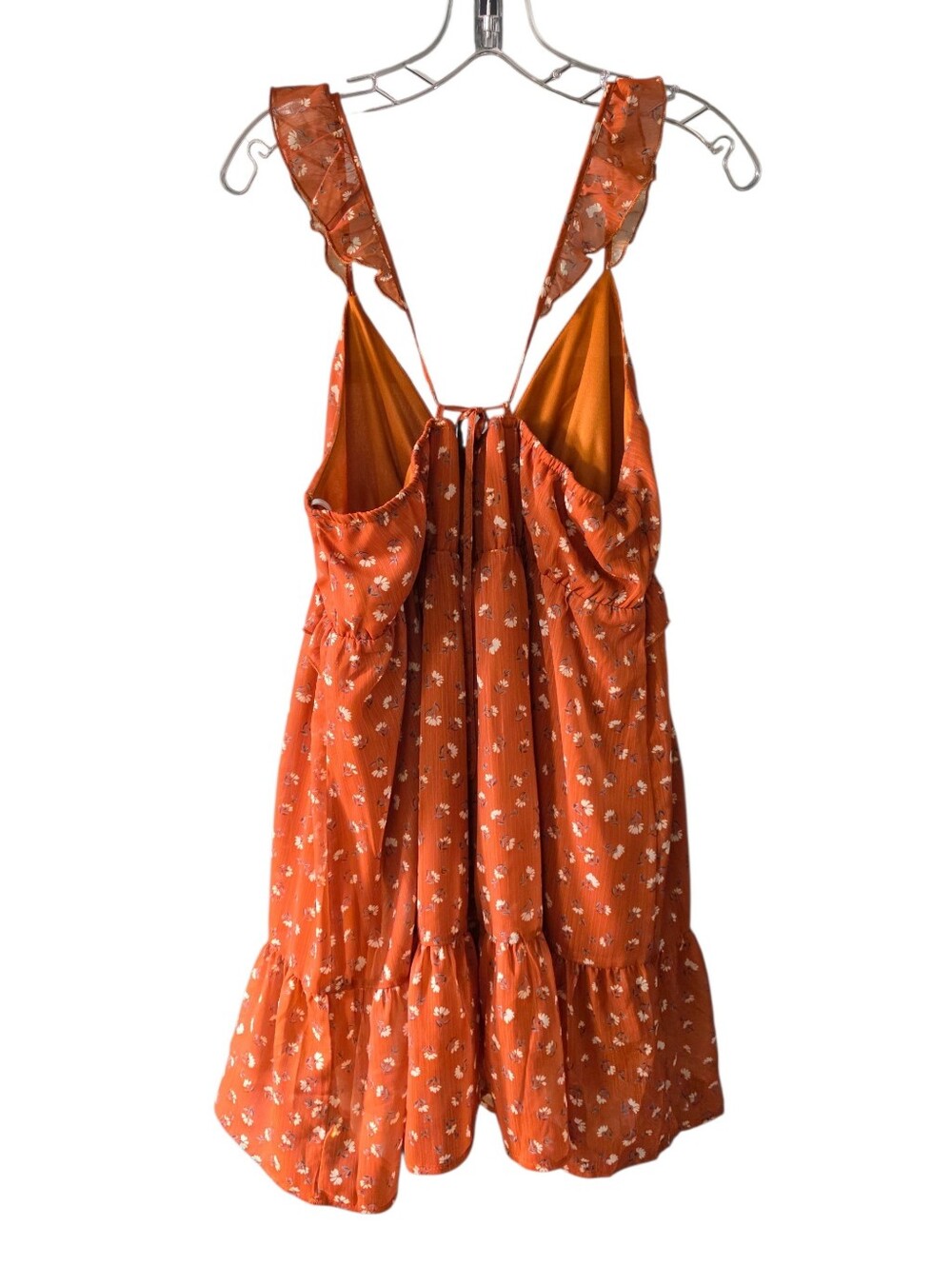 Pink Lily Rust Floral Ruffle Mini Dress Size 2XL - Picture 4 of 7
